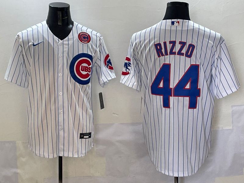 Men Chicago Cubs 44 Rizzo White Stripe Game 2025 Nike MLB Jersey style 6